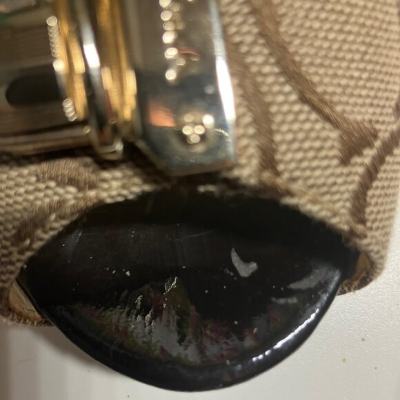 COACH Helaine Peep Toe Monogram Buckle Pumps Women’s Size 7.5M Khaki - Picture 14 of 15